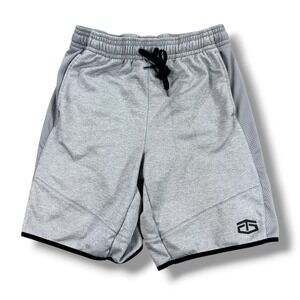 TapouT Athletic Shorts Men's Large Gray Logo Drawstrings Mesh Panels Loose Baggy
